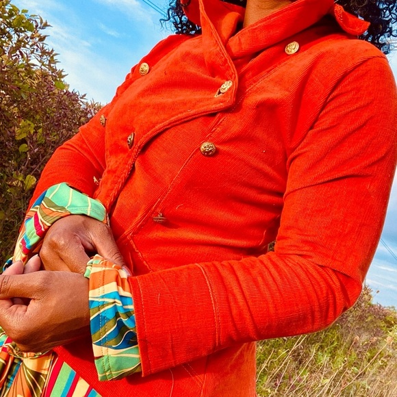 Custom made orange corduroy jacket size medium - Picture 4 of 8